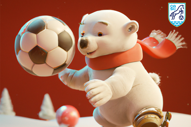 polar bear with a soccer ball